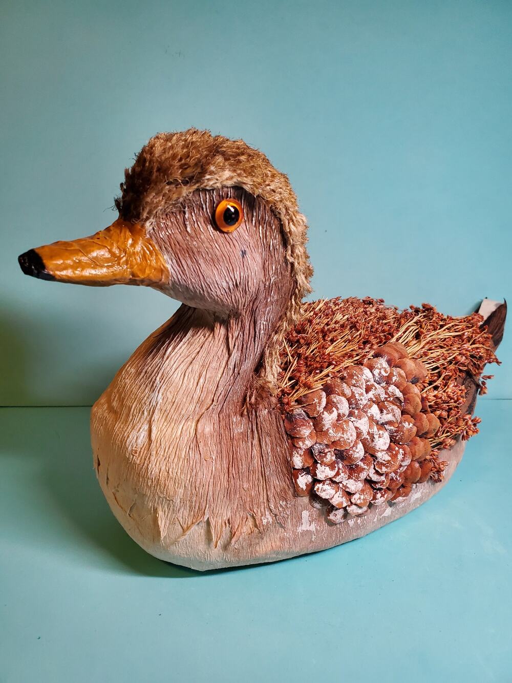 Bird Figurine - Natural Fiber Duck - 8"